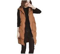 SIGOYI Women'S Long Gilets Plus Size Quilted Hooded Gilet Sleeveless Down Jacket Puffer Coat Plain Body Warmer Vest Winter Waistcoat