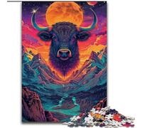 Sigpsychedelic Cow in The Mountains Jigsaws Puzzles 1000 Pieces for Teenagers Gifts, Family Entertainment Toys Is Ideal As A Gift for The Whole Family (50x75cm)