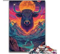 Sigpsychedelic Cow in The Mountains Puzzles for Adults And Teenagers, Family Fun Games Fun at Home Activities, Birthday Present, Travel Gifts (70x100cm)