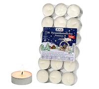 Sigro 36 Pieces Special Pyramid Large Flame Tealights Candles with Aluminium Spout, Wax, Silver, One Size