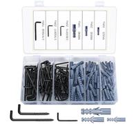 SiGuLiKeJi 150 Pcs Ceiling Hooks, Black Screw HooksScrew in Hook, Square Dresser HooksRight-Angle L Shaped Screw-in Hooks for Hanging Plants Keys Cups Lights (75 Hook, 75 Anchors) - Black