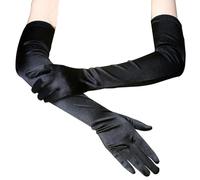 Sihaby Long Satin Gloves,Women's Evening Party Mittens,Stretchy Elbow Length Opera Tea Party Banquet Gloves 1920s Flapper Accessories