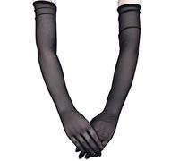 Sihaby Women's Wedding Bridal Mesh Tulle Gloves,Long Sheer Gloves,21" Elbow Length Opera Gloves for Halloween Dance Costume Evening Party