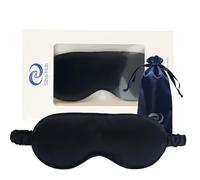Sihai Hub 100% Pure Mulberry Silk Sleep Mask, Ultra Soft Adjustable Eye Mask, Light Blocking Blindfold for Night Sleep, Nap, Travel, Yoga, Relaxation, Gift for Women, Men (Black, Polyurethane)