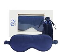 Sihai Hub 100% Pure Mulberry Silk Sleep Mask, Ultra Soft Adjustable Eye Mask, Light Blocking Blindfold for Night Sleep, Nap, Travel, Yoga, Relaxation, Gift for Women, Men (Navy, Polyurethane)