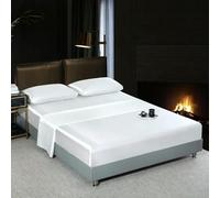 SIHAOYY Satin Flatsheet Set Solid Color Bedsheet Set Single Double Queen King Size Fitted Sheet Set Luxury Bedding Sheet Rayon