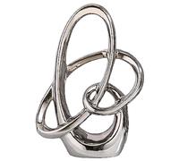 SiHmai Ceramic Abstract Art Statues Geometric Knot Decorative Object,for Modern Aesthetic Living Room Bedroom Office Shelf Fireplace Centerpiece Table Decor Sculptures,Silver,23x6x28cm