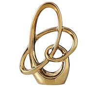 SiHmai Ceramic Abstract Art Statues Geometric Knot Decorative Object,for Modern Aesthetic Living Room Bedroom Office Shelf Fireplace Centerpiece Table Decor Sculptures,Gold,23x6x28cm