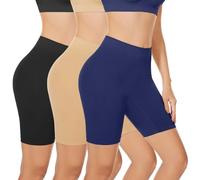 SIHOHAN 3 Pack Women Anti Chafe Shorts Under Skirts Short Breathable Soft Legging Shorts(Black+Beige+Blue,S)