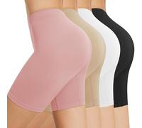 SIHOHAN 4 Pack Women Anti Chafing Shorts Smooth Under Dress Short Comfy Seamless Chub Rub Shorts for Yoga(Black/White/Nude/Pink, M)