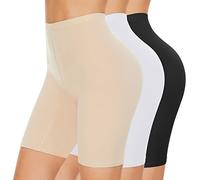 SIHOHAN Chub Rub Shorts Women Cotton Boxer Shorts Breathable Anti Chafe Short for Under Dresses(Black+White+Nude,XL
