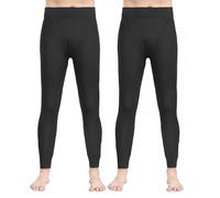SIHOHAN Men’s Thermal Bottoms Fleece Lined Long Johns Soft Thermal Johns Underwear Fly Hole Leggings Pant Winter Base Layer Pants, 2Pairs Black, 2XL/3XL