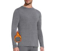 SIHOHAN Men's Thermal Long Sleeve Top,Crew Neck Base Layer Fleece Lined Winter Underwear Shirts for Outdoor Running Hiking (Grey,M)