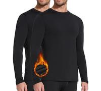 SIHOHAN Men's Thermal Long Sleeve Top,Crew Neck Base Layer Fleece Lined Winter Underwear Shirts for Outdoor Running Hiking (Black*2,S)