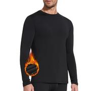 SIHOHAN Men's Thermal Long Sleeve Top,Crew Neck Base Layer Fleece Lined Winter Underwear Shirts for Outdoor Running Hiking (Black,L)