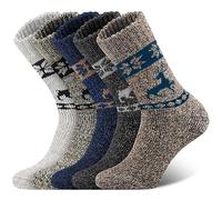 SIHOHAN Mens Thermal Socks Merino Wool Socks 5 Pairs Extra Thick Warm Winter Boot Socks, Multicolor4, UK 6-11
