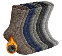 SIHOHAN Mens Wool Socks 5 Pairs Winter Thermal Socks Cozy Warm Thick Boot Sock for Ski Walking Hiking Multicolor 3 Plus, UK 12-15