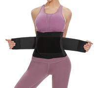 SIHOHAN Waist Trainer Belt Cincher Trimmer Sports Slimming Body Shaper Band with Dual Adjustable Belly for Fitness Workout, Unisex(Small,Black)