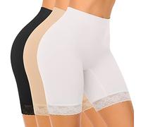 SIHOHAN Womens Anti Chafing Shorts Boxer Lace Slip Shorts Seamless Long Briefs for Under Dresses Skirts(Black+White+Beige,L)