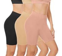 SIHOHAN Womens Slip Shorts Comfortable Short Pants Ultra Soft Seamless Long Briefs for Under Dresses Leggings and Yoga(Black+Beige+Pink,S)