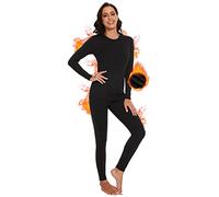 SIHOHAN Womens Thermal Underwear Set, Fleece Lined Thermal Long Johns for Ladies, Winter Warm Base Layer Tops & Leggings for Daily Wear and Skiing (Black,3XL)
