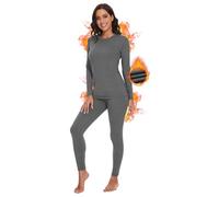 SIHOHAN Womens Thermal Underwear Set, Fleece Lined Thermal Long Johns for Ladies, Winter Warm Base Layer Tops & Leggings for Daily Wear and Skiing (Grey,3XL)