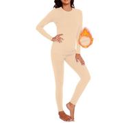 SIHOHAN Womens Thermal Underwear Set, Thermal Fleece Lined Long Johns for Ladies, Winter Warm Base Layer Tops & Leggings for Daily Wear and Skiing (Nude,XXL)