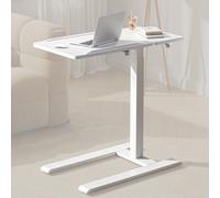 SIHOO D01 Overbed Table - Height & Tilt Adjustable, Laptop Standing Desk with Wheels for Hospital & Home Use, White