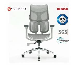 SIHOO Doro S100 Ergonomic Office Chair, Dual Dynamic Lumbar Support, 5-Position Backrest Adjustment, 4D Coordinated Armrests, 135° Recline, Home Office Chair, White