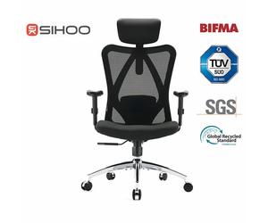 Sihoo M18 Office Chair Ergonomic Desk Chair, Breathable Mesh Design High Back Computer Chair, Adjustable Headrest and Lumbar Support, Upgraded to Rollerblade Wheels (Black)