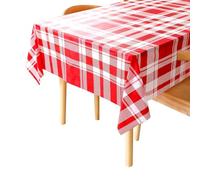 SiHuiTu 2Pcs Disposable Tablecloths,Elegant & Durable Tablecloth for Parties, Plastic Rectangle Waterproof Table Covers 54 x 108In,Table Cloths for Parties Birthdays Weddings Picnics (Big red grid)