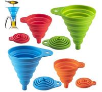 SiHuiTu 4 Pcs Collapsible Silicone Funnel Set, Rainbow Colors, 2 Sizes, Foldable for Water, Oil, Liquid Transfer