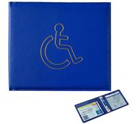 SiHuiTu Disabled Badge and Timer Holder, PU Leather Disabled Badge Holder Wallet Protector, Blue Badge Timer Holder ProtectorHologram Safe Disabled Badge Holder (Blue)