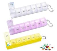 SiHuiTu Pill Box Organiser, 7-Day 1 Times a Day Medicine Storage Case, Weekly Tablet Pills Container for Vitamins, Supplements & Travel Medication, Safe & Portable Medicine Holder (Multicolor 3pcs)