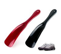 SiHuiTu Small Shoe Horn, 2pcs Plastic Shoehorn 19.5cm,Lazy Shoe Short Helper With Hook For Men Women The Elderly Kids (Black ane Red)