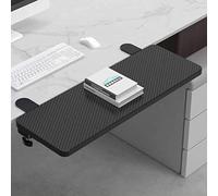 Siiboat Desk Extender 25.2" x 9.45" Ergonomic Computer Table Extension Arm Support Collapsible Keyboard Tray for Square Tabletop - Carbon Fiber