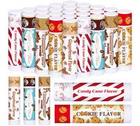 Siifert 100pcs Christmas Peppermint Lip Balms Gifts Bulk Candy Cinnamon Gingebread Hot Cocoa Cookie Flavor Lip Balm Favors Christmas Party Gifts Stocking Bags Stuffers for Staff Coworkers Teachers