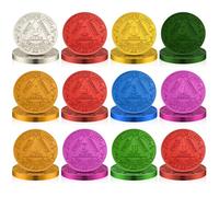 Siifert 36 Pcs Recovery AA Chips Bulk Sobriety Coins Monthly AA Medallions for Alcoholics Anonymous Aluminum Tokens Include 1 2 3 4 5 6 7 8 9 10 11 Month 24 Hour Commemorative Lot Colored