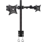 SIIG Articulating Dual Monitor Desk Mount - Mounting kit ( desk clamp mount, mounting pole, 2 mounting arms ) for LCD display - black - screen size: 13" - 27" - mounting interface: 100 x 100 mm, 75 x 75 mm