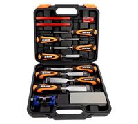 SIIIXS 13pcs Professional Wood Chisel Set, 8pcs Woodworking Chisel Set with 1pcs Honing Guide, 1pcs Sharpening Stone and 2pcs Carpenter Pencils
