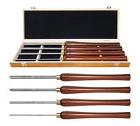 SIIIXS 4Pcs HSS Bowl Gouge Lathe Chisel Set with Side Grind, 1/4", 3/8", 1/2" and 5/8" Spindle Gouge for Woodturning,Wood Lathe Bowl Turning Tools with Wooden Box