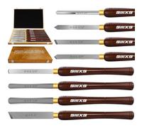 SIIIXS 8Pcs HSS Wood Turning Tools Lathe Chisel kit with Beech Handle and Wooden Box