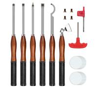 SIIIXS Full Size Carbide Wood Lathe Turning Tool Kit with Bowl Sander,6pcs 18" Professional Carbide Lathe Tools with Wooden Box including Swan Neck Hollower, Rougher, Finisher,Beech Handle with Rubber
