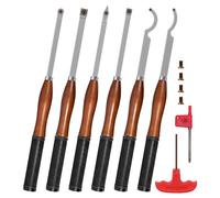 SIIIXS Full Size Carbide Wood Lathe Turning Tool Kit with Wooden Box, 6pcs 18" Professional Carbide Lathe Tools Including Swan Neck Hollower, Rougher, Finisher, Beech Handle with Rubber