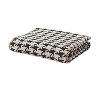 SiikyHome 100% Cotton Knitted Blanket Houndstooth Reversible Throw Blanket Swallow Gird Jacquard Design Sofa Blanket for Bed Sofa Couch Chair (Beige-Black, 150x200cm)