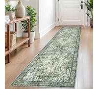 SIILOOM 2x8 Runner for Hallways, Green Slip-Resistant Washable Kitchen Runner, Vintage Boho Printed Rug with Non-Shedding, Soft Medallion Floor Carpet for Laundry Bedroom Entryway