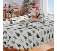 Siilues Christmas Tablecloth 60x84 Inch Oval, Christmas Tree Decorations Vintage Table Cloth Seasonal Winter Holiday Waterproof Dining Table Cover Home Party Decorations