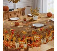 Siilues Fall Tablecloth Oval 60x84 Inch, Pumpkin Thanksgiving Table Cloth