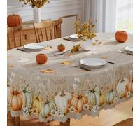 Siilues Fall Tablecloth Oval 60x84 Inch, Pumpkin Thanksgiving Table Cloth
