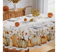 Siilues Fall Tablecloth Oval 60x84 Inch, Thanksgiving Pumpkin Table Cloth